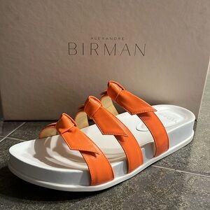 Alexandre Birman Lolita Orange Pool Leather Sandals Size 38 1/2 (US 7.5)